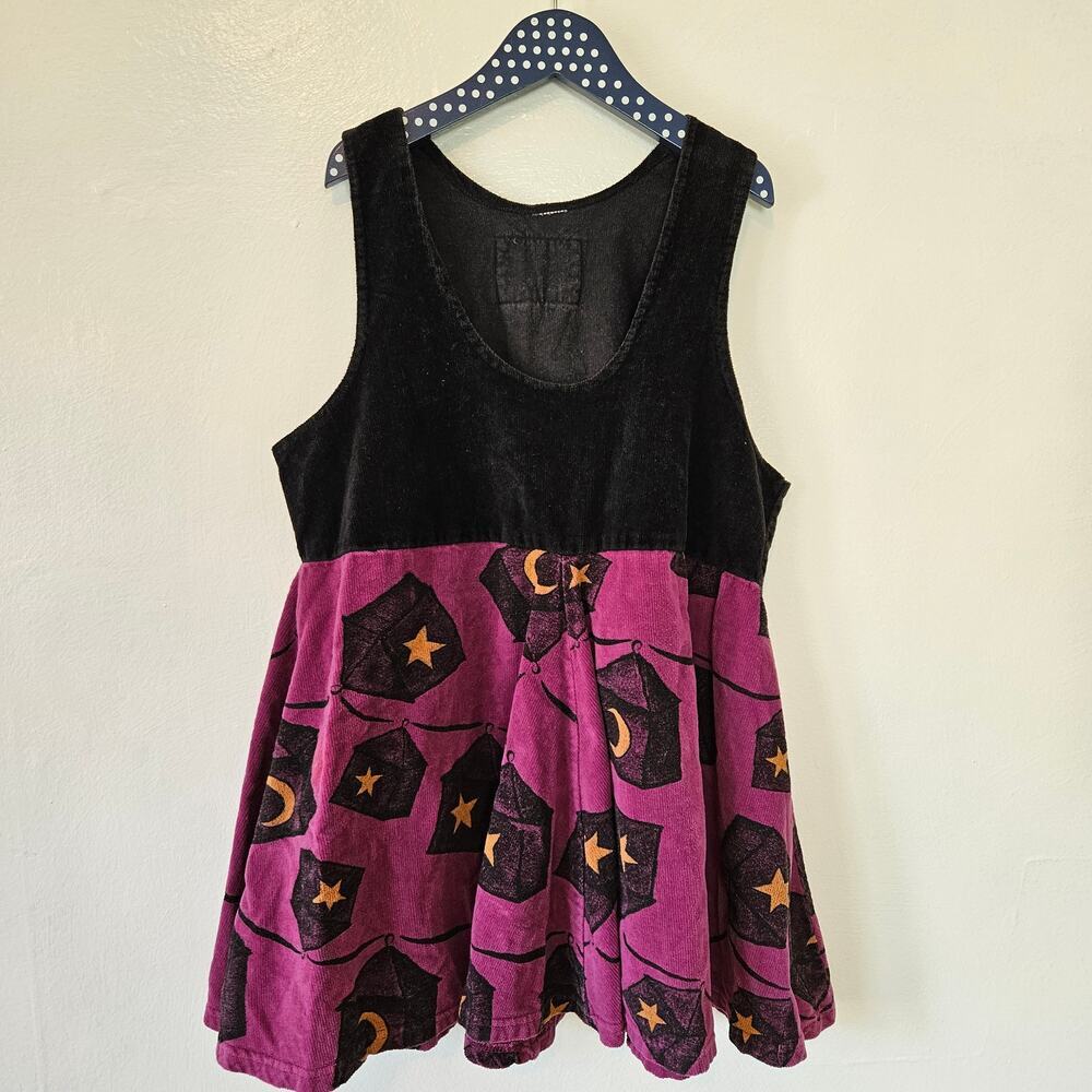 Cow+Lizard Corduroy Jumper Dress Girls 10/12/14? Black Purple Halloween Motif